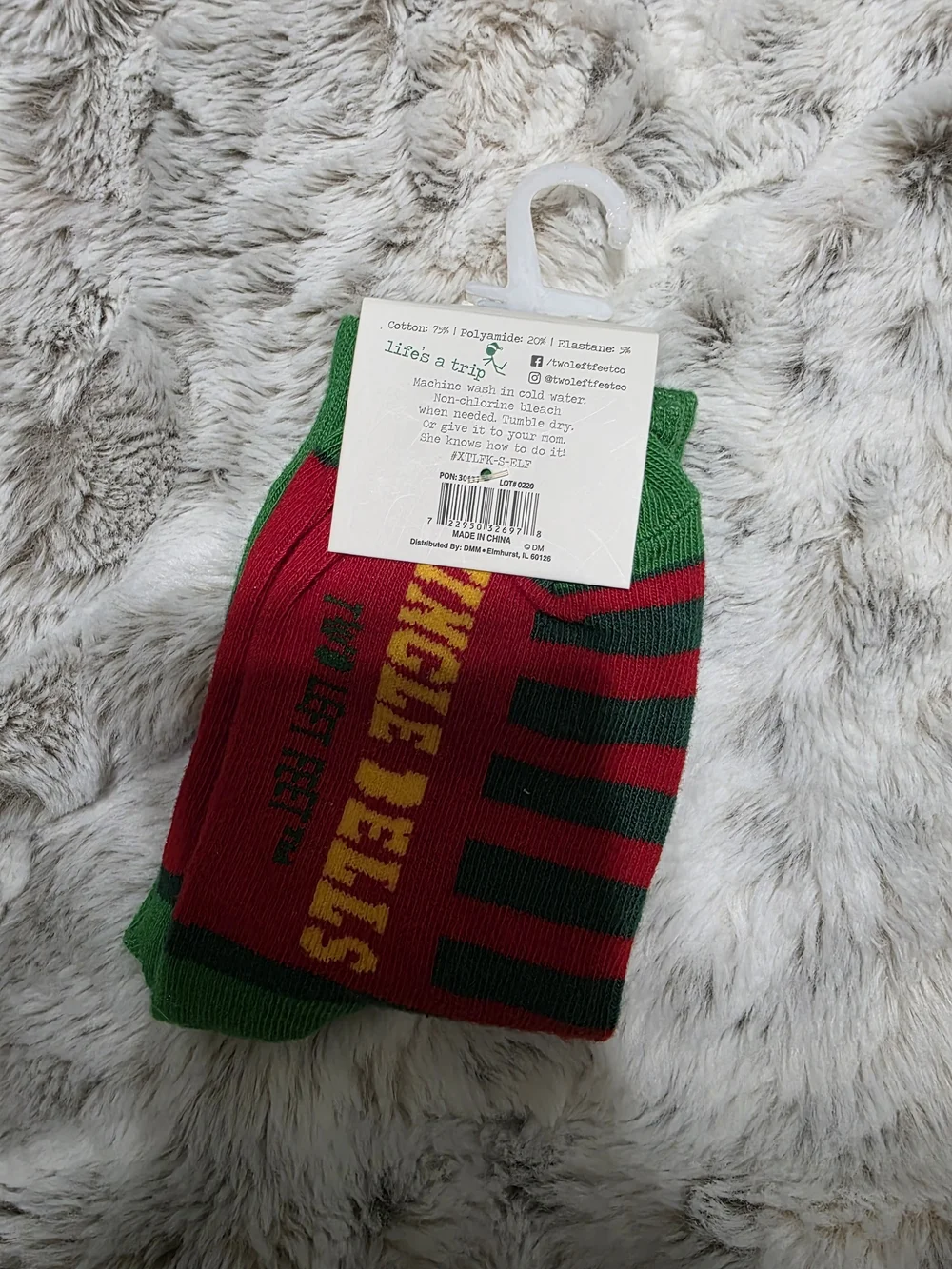 Two Left Feet Kids' Green & Red Elf Socks
